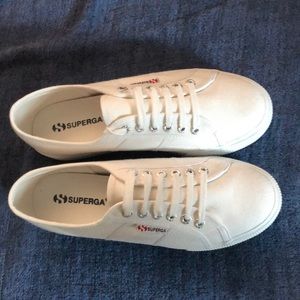 White Superga platform sneakers size 8